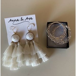 Anna & Ava White Boho Earrings & Silver Hoop Earrings